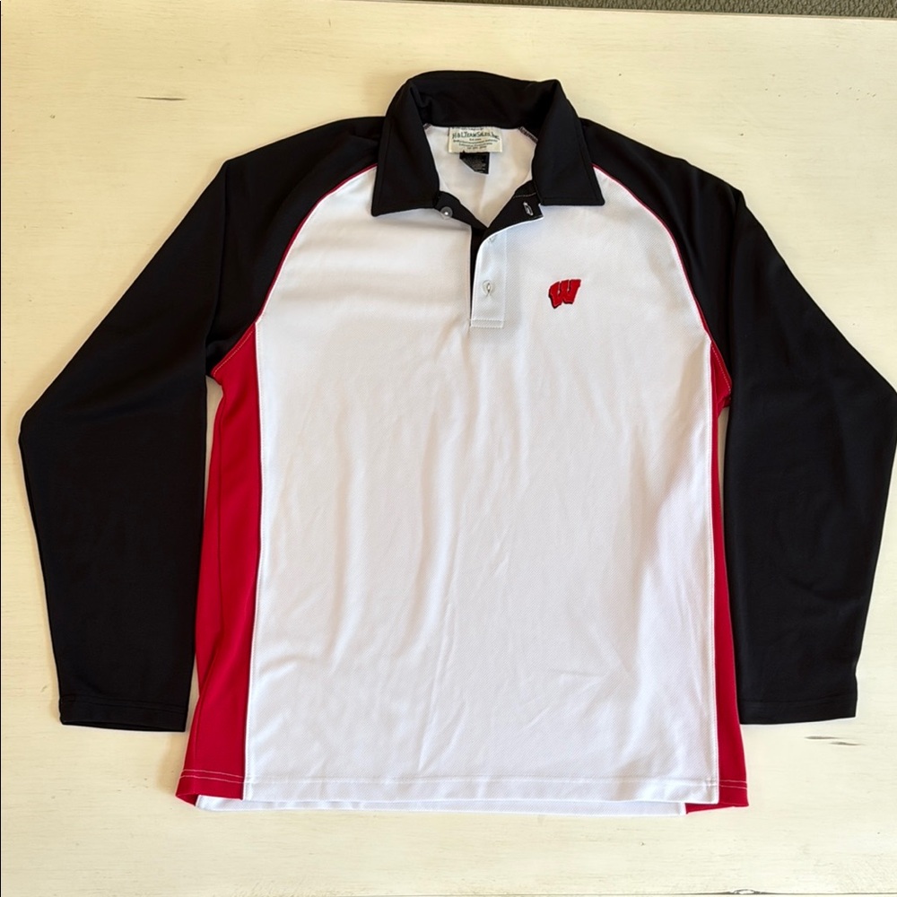 WISCONSIN Men's Black, White, and Red Long Sleeve Shirt EUC sz XL